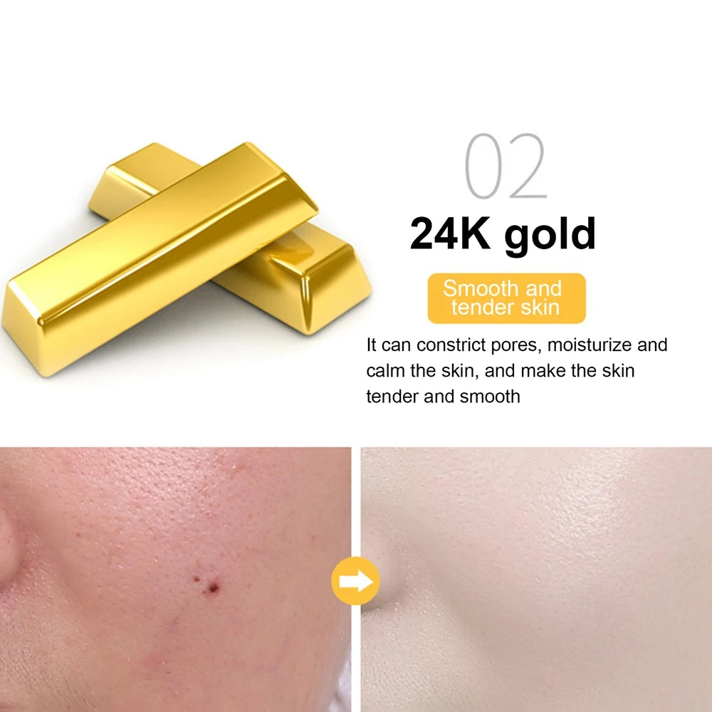 30/60/100ml 24K Gold Face Serum Brightening Skin Tone Hyaluronic Acid Moisturizing Essence Anti wrinkle Whiten Gold Skin Serum