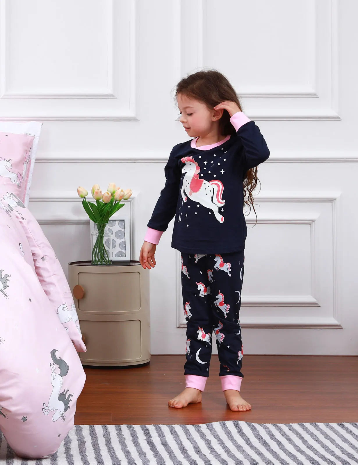 Pajamas for Kids Girl Toddler Skeleton Halloween Carnival Unicorn Nightwear Infant Cartoon Cute Gift Clothing Set 2-10 Y Pjs