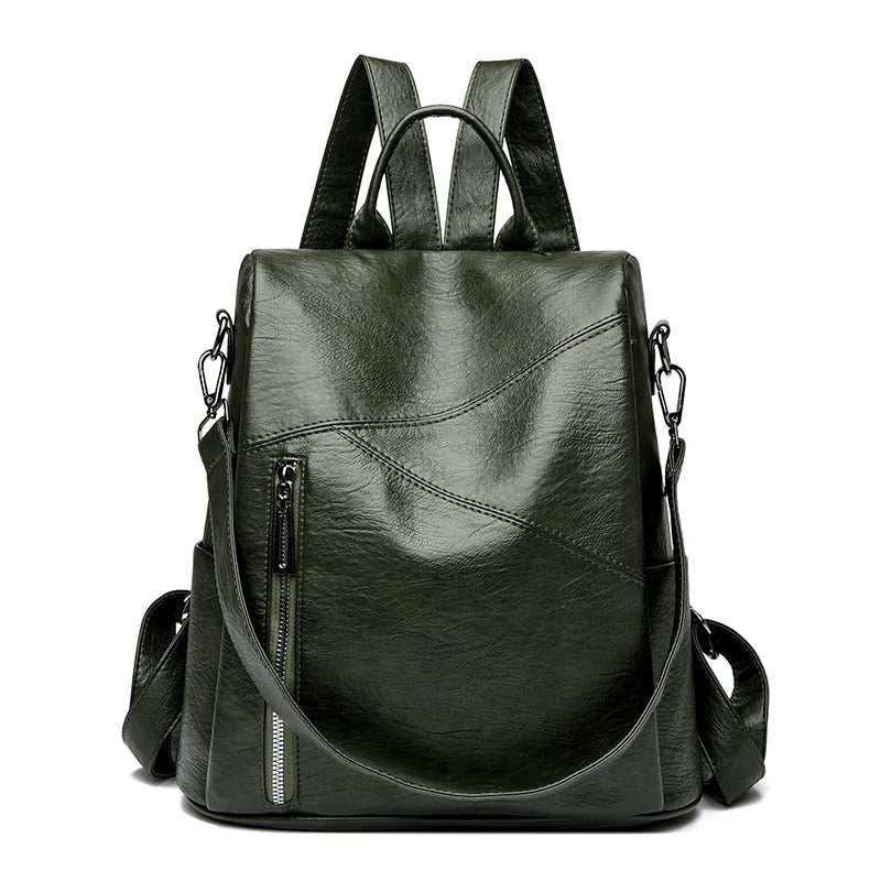 2024 New Women's Anti theft Backpack Large Capacity Female Single Shoulder Bag High Quality Soft Leather School Student Bookpack