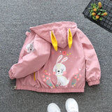 Cartoon Kids Jacket Autumn Casual Girls Windbreaker Coat Hooded Zipper Boys Outerwear 1 2 3 4 5 6 Years Old Children Clothing