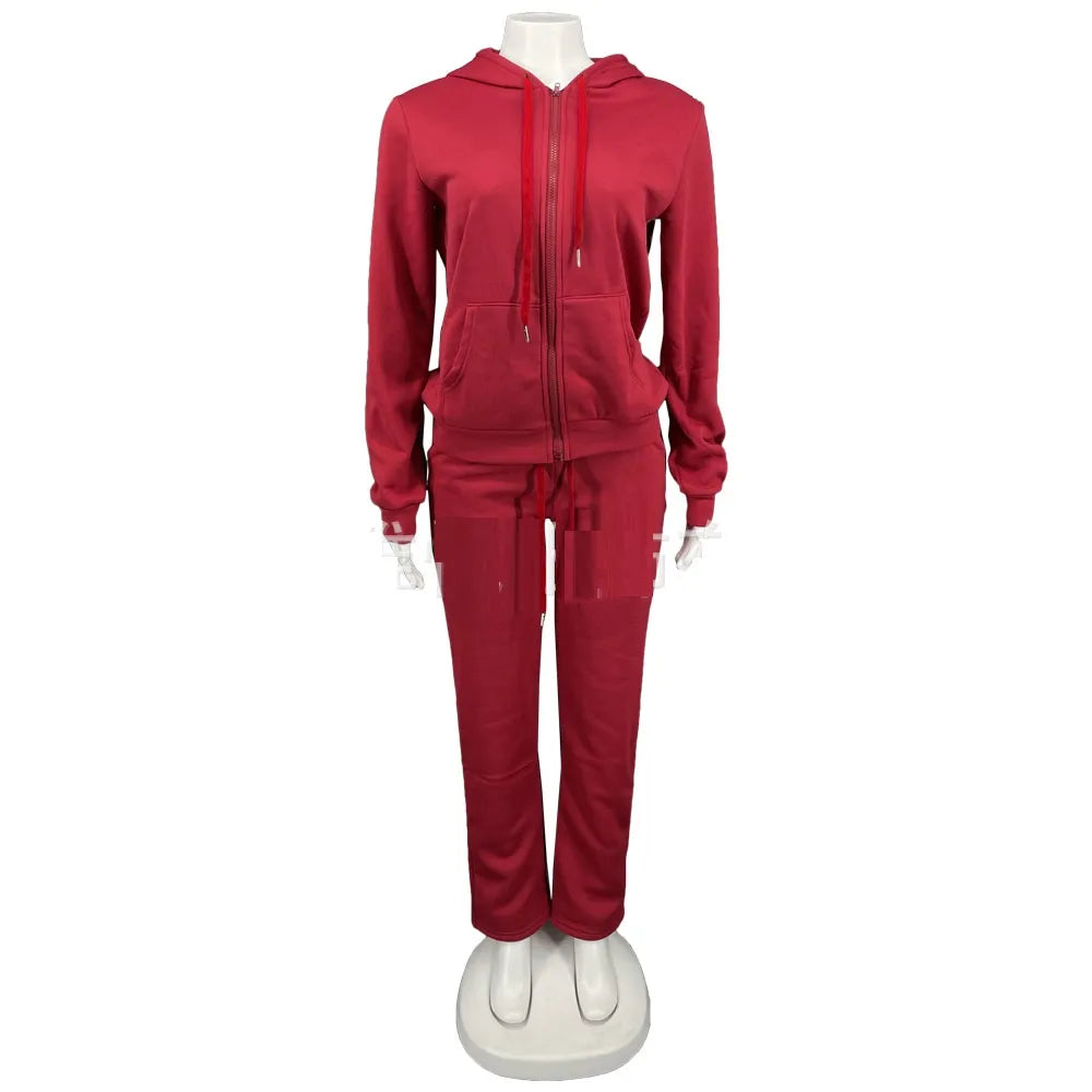 2023 Two piece women sweatpants and hoodie set Gray red black blue sweatsuits for women Casual tracksuit suit women set