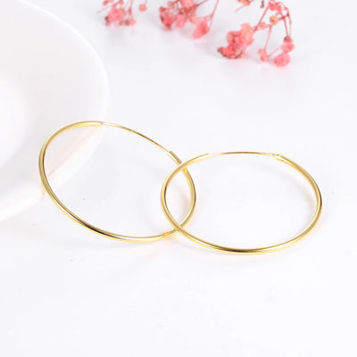 15-70mm Circle 1.5mm Thin Hoop Earrings Fashion Genuine 100% Sterling Silver 925 Big Huge for Women Large Round Ear Jewelry Gift