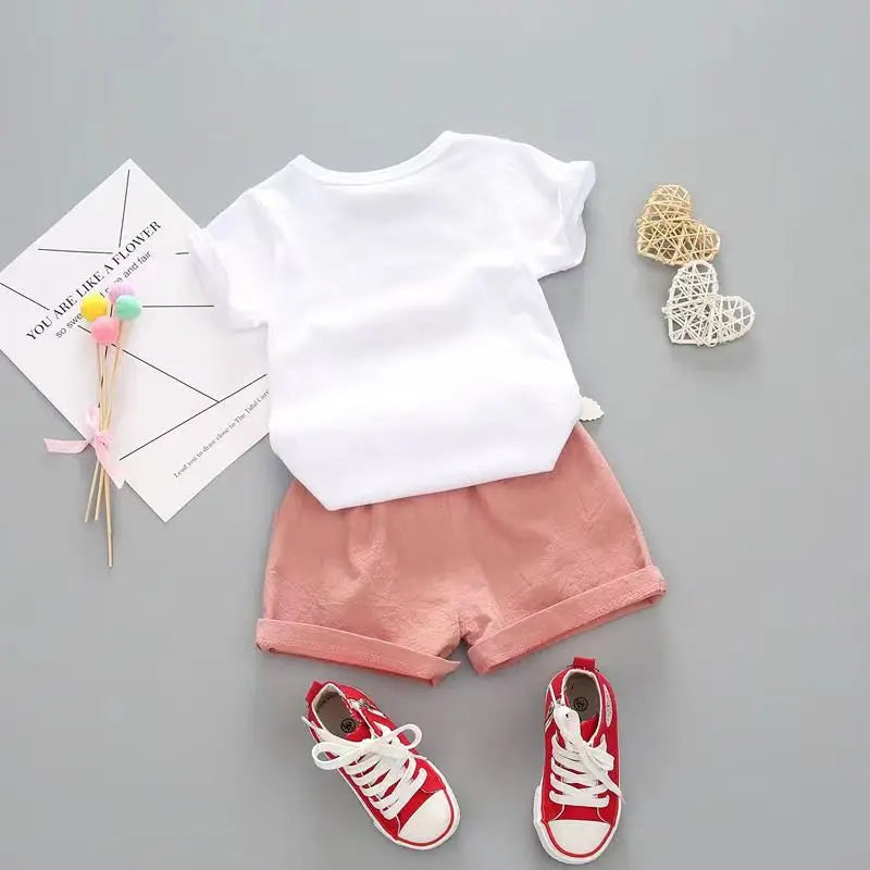 BibiCola Summer Baby Girls Clothes set infant girls fashion t-shirt +overall short for Toddler  girls cotton set outfits