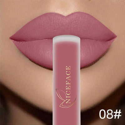 NICEFACE Nude Liquid Lipsticks Waterproof Velvet Matte Lip Gloss Long Lasting Non-stick Cup Lip Tint Makeup Pigment Cosmetics