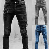 2024 Plus Size Straight Jeans Man Pants Spring Summer Boyfriend Jeans Streetwear Skinny Zips 3 Colors Cacual Long Denim Trousers