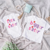 Big Sister&Little Sister Matching Set Girls Casual  Letter Print Family Outfits Kid T-shirt+baby Romper Outfit Best Gift To Kid