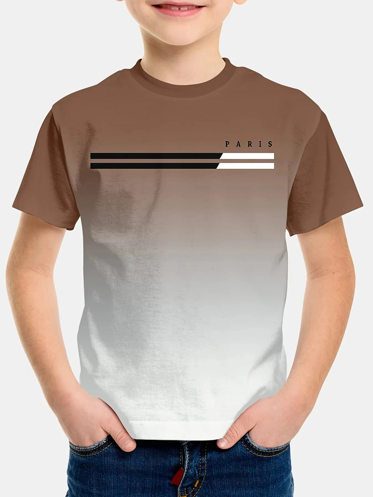 Children's clothing Simple Letter Stripes Graphic T-shirt kids clothes Short Sleeve tops Summer Children Top Round Neck t shirts