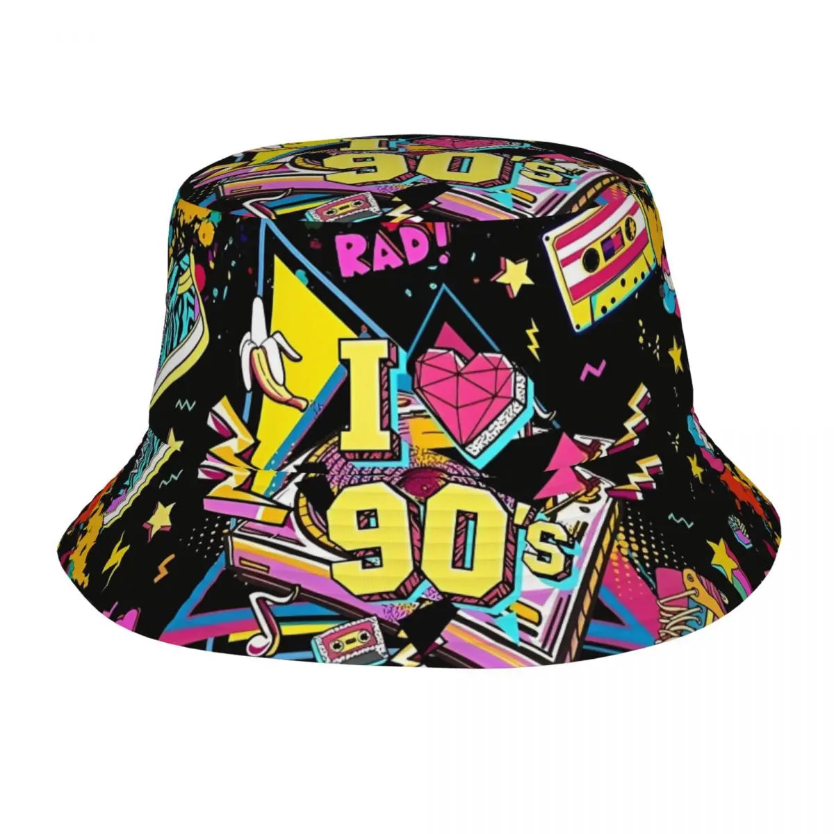 Beach Hatwear Retro 80 90s Stuff Bucket Hats Street Teen Sun Hat Graffiti Music Ispoti Cap UV Protection Fishing Fisherman Hat