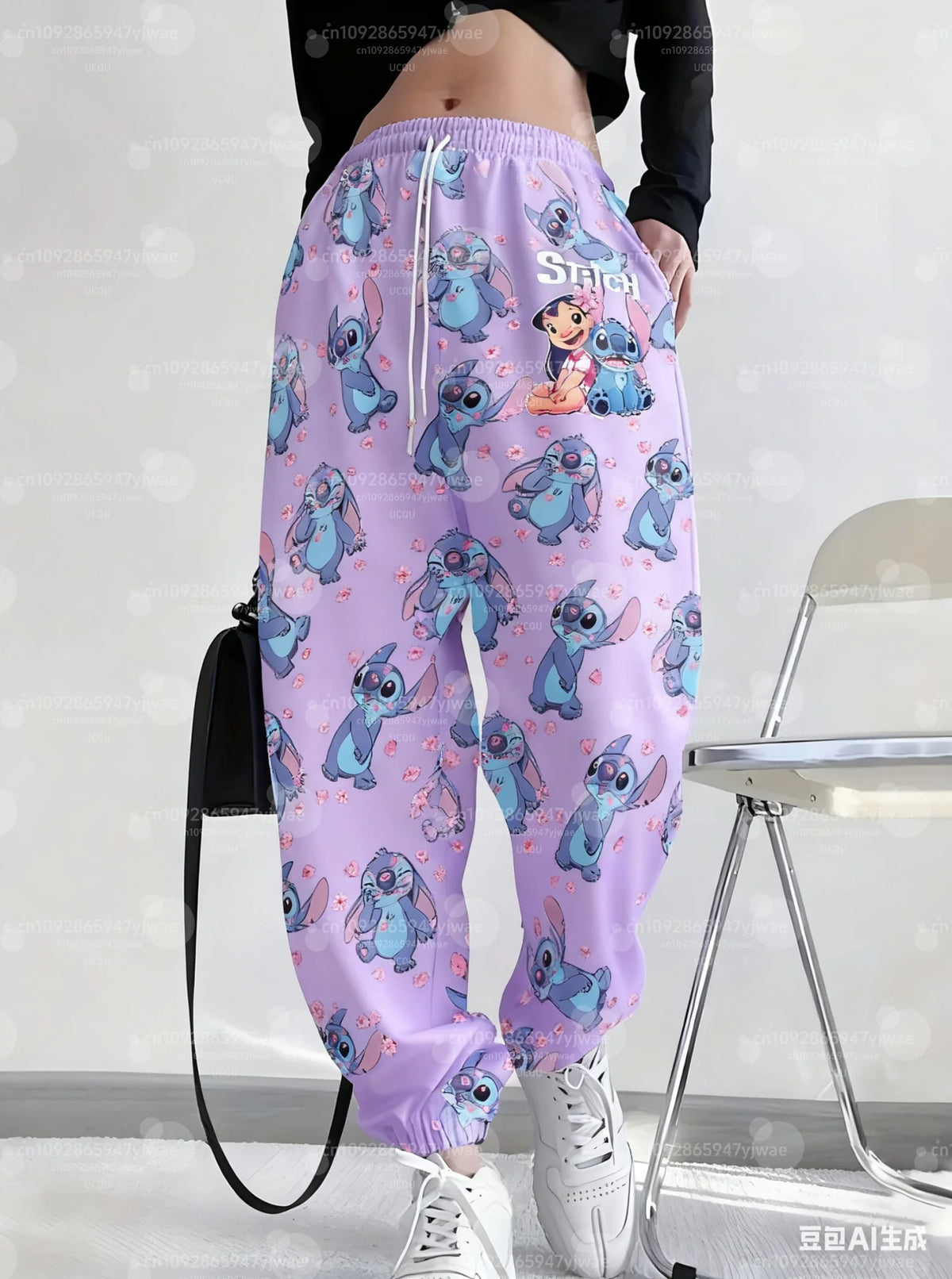 2025 Casual autumn Women's Jogger Pants Cartoon Stitch print sport  Pants Spring/Summer Outdoor Men's Long Pants Trousers