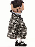 American Fashion Camouflage Overalls Cropped Trousers Men and Women Y2K Street Hiphop Popular Multi-pocket Wide-leg Casual Pants