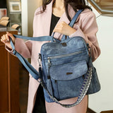 2025 Women's PU Leather Backpack Waterproof Anti-theft Large Capacity Tassel Detail Retro Travel Business College Shoulder Bag