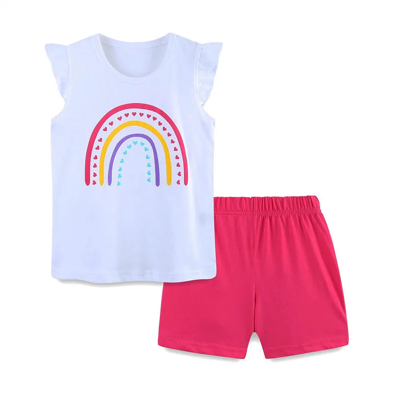 2-7T Children'S Clothing Sets  Girls 2pcs Tops + Shorts Sets Animals Print Fashion Baby Suits Kids Clothing Sets Outfits