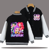 2025 Spring and Autumn New Boys and Girls KPop Devil Hunter Huntrix Baseball Jacket Suitable for Children Aged 4-14 Sports