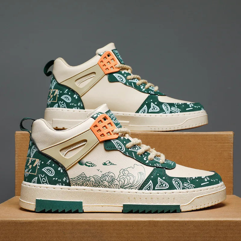 Cashew flower high top board shoes for men Spring and Autumn 2023 New trend Versatile youth sports casual shoes shoes for men