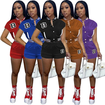 2022 Ladies Fashion Jacket Baseball Uniform Shorts Letter Printing Casual Slim Temperament Commuter Sports Suit Women