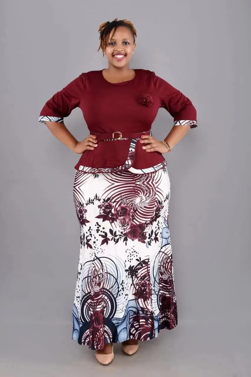 2XL-6XL Christmas Two Piece Set Tops and Long Skirt African Clothes for Women Plus Size Clothing Dashiki Robe Femme Party Suit