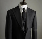 Classic Men's Suit Dark Grey Stripe Formal Business Office  for Wedding Groom 3pcs Blazer Vest Pants Men Suits