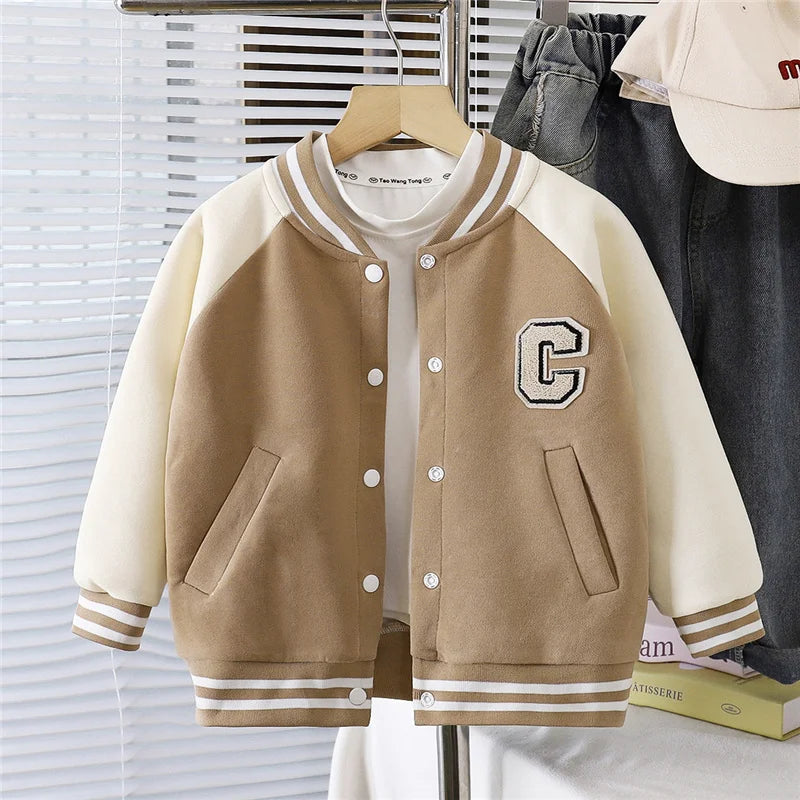 Autumn Kids Baseball Jackets Boys Girls Fashion Cardigan Coat Spring Letters Casual Outerwear New Children Loose Sports Clothes