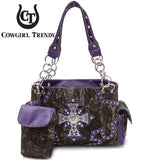 Camouflage Cross Wings Women Purse with Matching Wallet Set