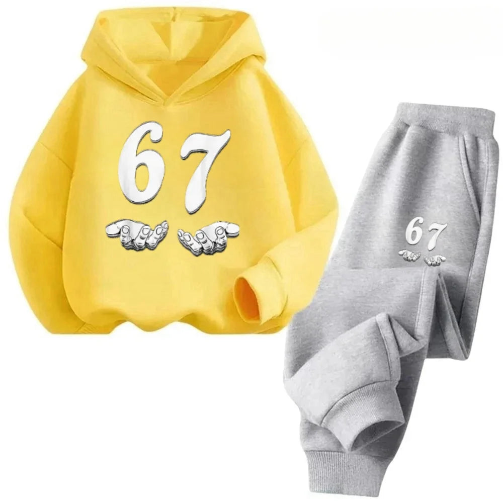 67 Fun Kids Set 4-13Y Cartoon Stitch Print Cotton Tracksuit Casual Children Outfit Free Shipping Children's Fashion Trend Set