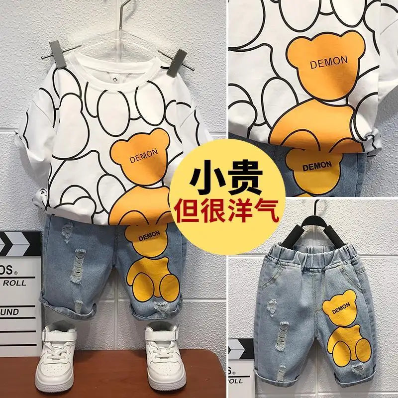 2022 New Boys Summer Clothing Children T-shirt Short Sleeve +Pants Set 2 pieces Set Kids Baby Boys Clothes 2-10 Years