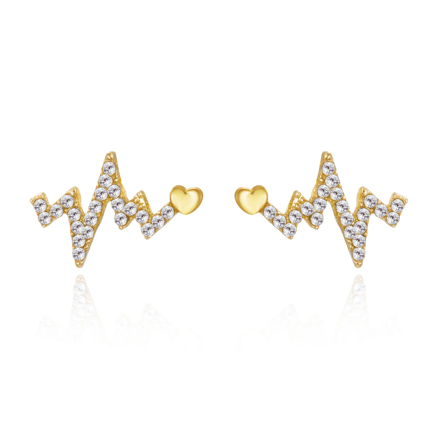 Women Creative Heart Electrocardiogram Stud Earrings Korean Versatile Rhinestone Heartbeat Earrings 2021 New Fashion Jewelry