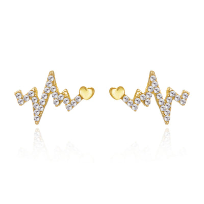 Women Creative Heart Electrocardiogram Stud Earrings Korean Versatile Rhinestone Heartbeat Earrings 2021 New Fashion Jewelry