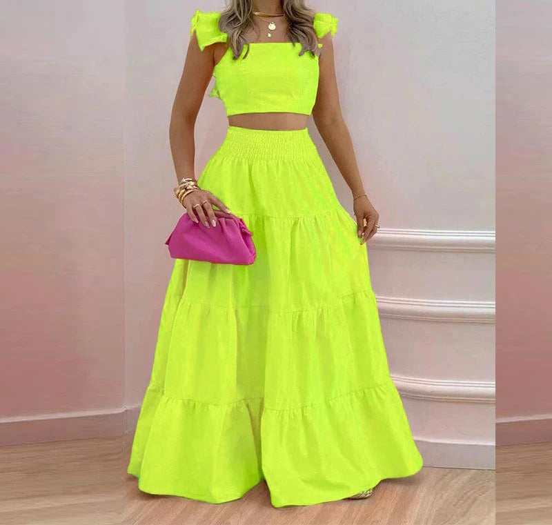 Skirt Y2k Two Piece Set Womans Clothing New 2024 Spring/Summer Elegant Sexy Collage Sleeveless Top and Longuette Suits Female