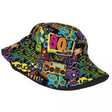 Beach Hatwear Retro 80 90s Stuff Bucket Hats Street Teen Sun Hat Graffiti Music Ispoti Cap UV Protection Fishing Fisherman Hat