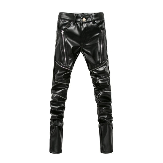 New Arrived Personality Male Leather Pants Male Slim Leather Pants Men&