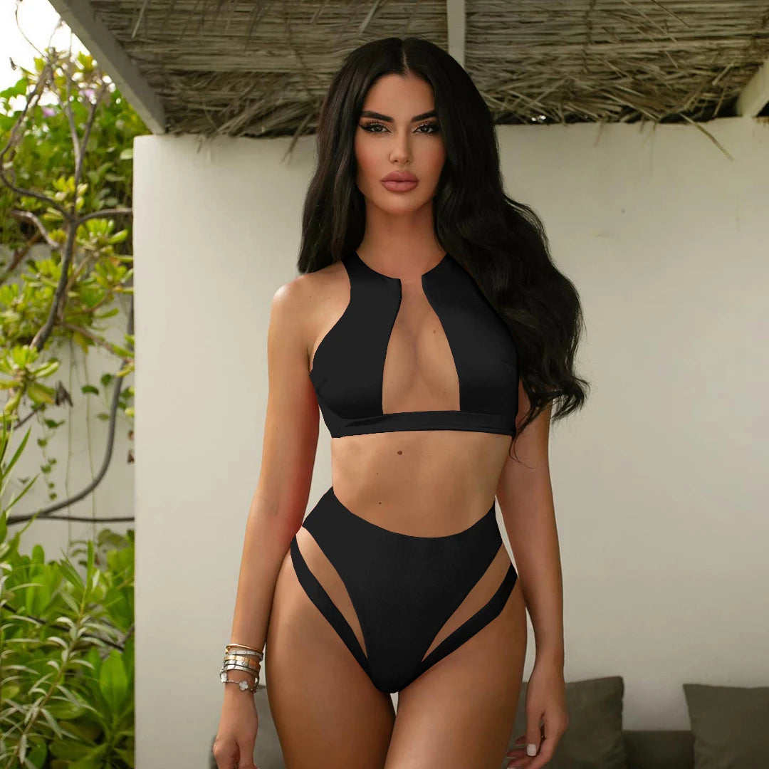 2025 High Waist Bandage Bikini Set For Women Floral Printed Ruffle Bikinis Push Up Strappy Brazilian Biquini Swimwear Swimsuit