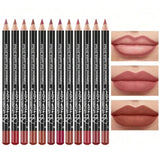 12pcs Lip Liner Pen 12 Colors Professional Lip Liner Pencil and Matte Lip Non-stick Cup Nude Lipstick Pencil SET