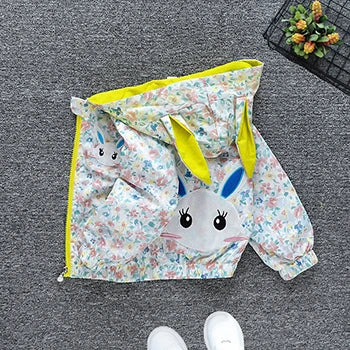 Cartoon Kids Jacket Autumn Casual Girls Windbreaker Coat Hooded Zipper Boys Outerwear 1 2 3 4 5 6 Years Old Children Clothing