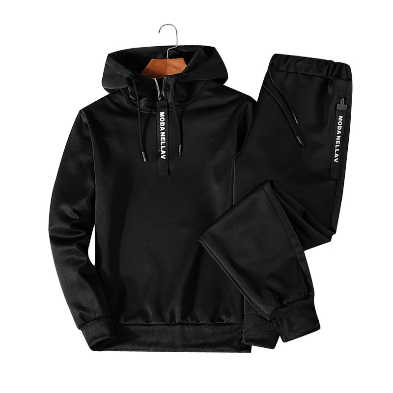 Sets Tracksuit Men Autumn Winter Hooded Sweatshirt Drawstring Outfit Sportswear 2023 Male Suit Pullover Two Piece Set Casual
