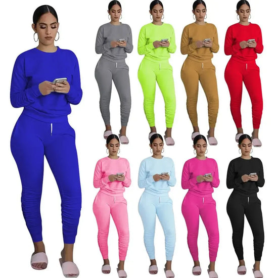 two piece set women 2 piece set stacked leggings clothes for women outfits stacked pants tracksuit female fall clothes