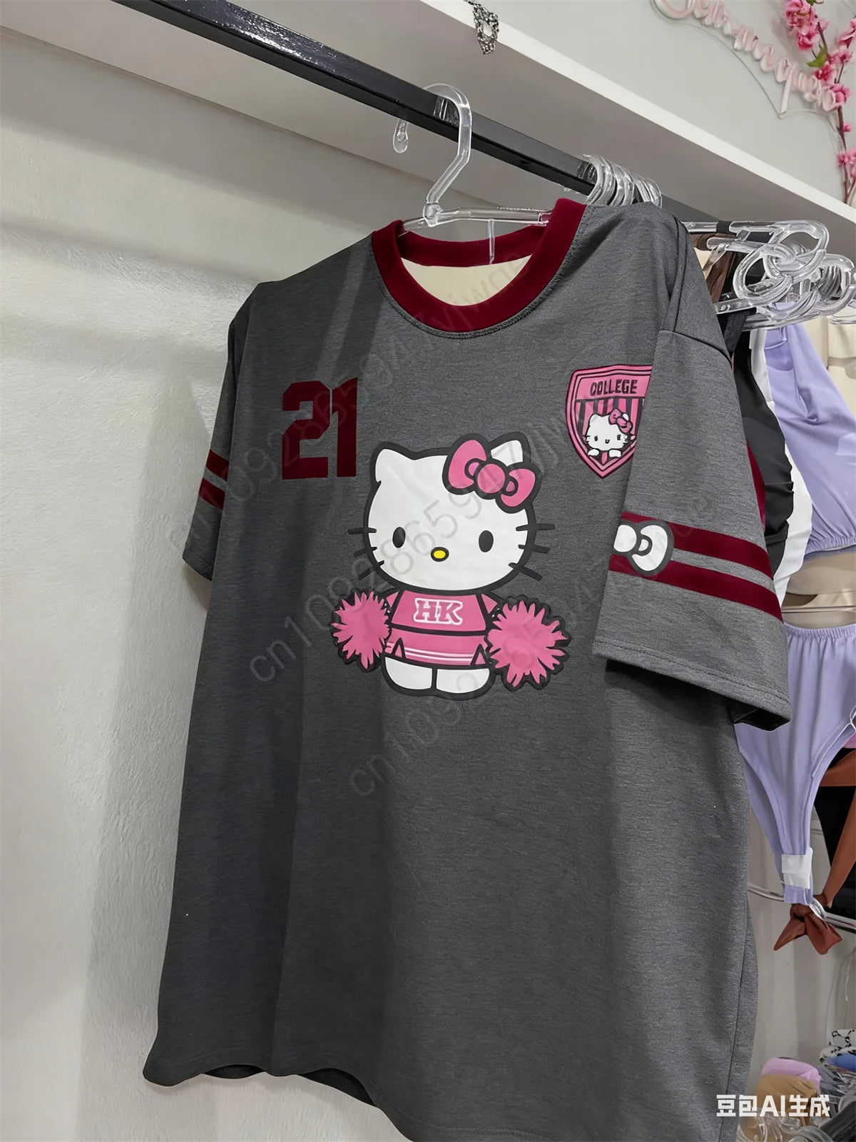 College Style Hellokitty Jersey Sportswear T-Shirt Fashionable Streetwear Short Sleeved Autumn New Women'S Graphic T-Shirts