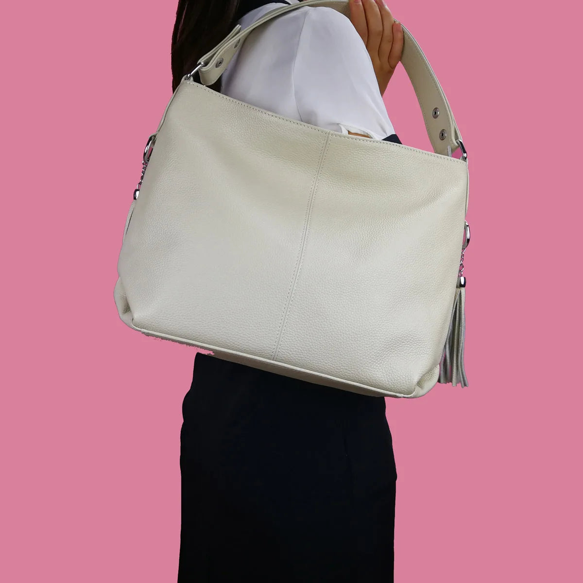 2023 Hot Fashion 100% Genuine Leather Women Handbag TOP Layer Cowhide Long Handle Lady Shoulder Messenger White Shopping Bags