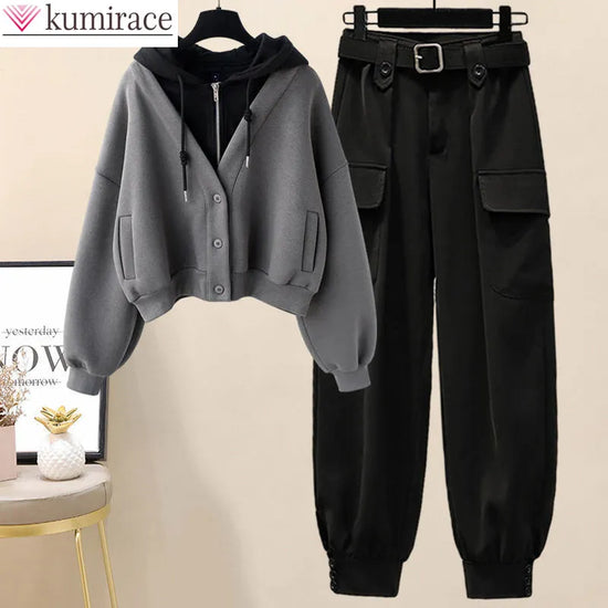 Winter New Plus Size Plush Thickened Single Breasted Hoodie Tunic Loose Workwear Elegant Women&