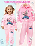 2025 Y2k Two-Piece Clothing Lilo and Stitch Hoodie Kids Long Sleeve Girls Sweatshirt + Pants Set for Baby Boys Clothing