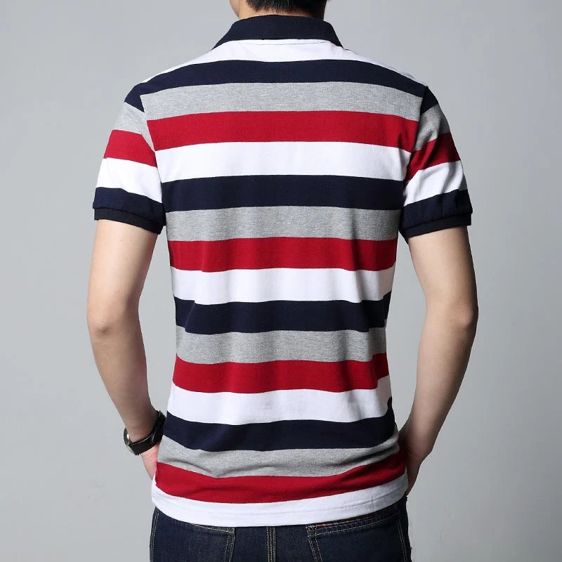2023 New Arrival T-shirt Men Stripe Lapel Shirt Slim Fit Men Men's Casual T-shirt Plus Size Men Tshirt Size M-5XL Ctoon Tees 5XL