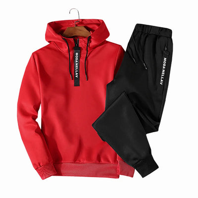 Sets Tracksuit Men Autumn Winter Hooded Sweatshirt Drawstring Outfit Sportswear 2023 Male Suit Pullover Two Piece Set Casual