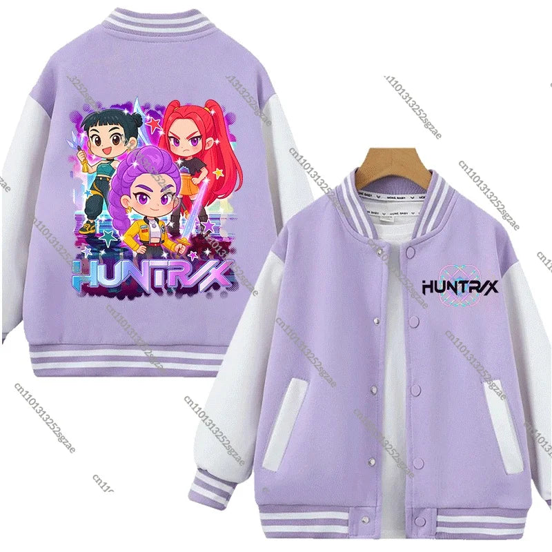 Baseball Uniform Style Jacket 2025 KPop Demon Hunters Movie Casual Outerwear Gift for Fans Boys Girls Children's Tops