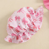 Toddler Baby Girl Bikini Set Swimsuit Bow Strawberry Print Tank Tops with Shorts and Hat Bathing Suit 3 Pcs Beachwear