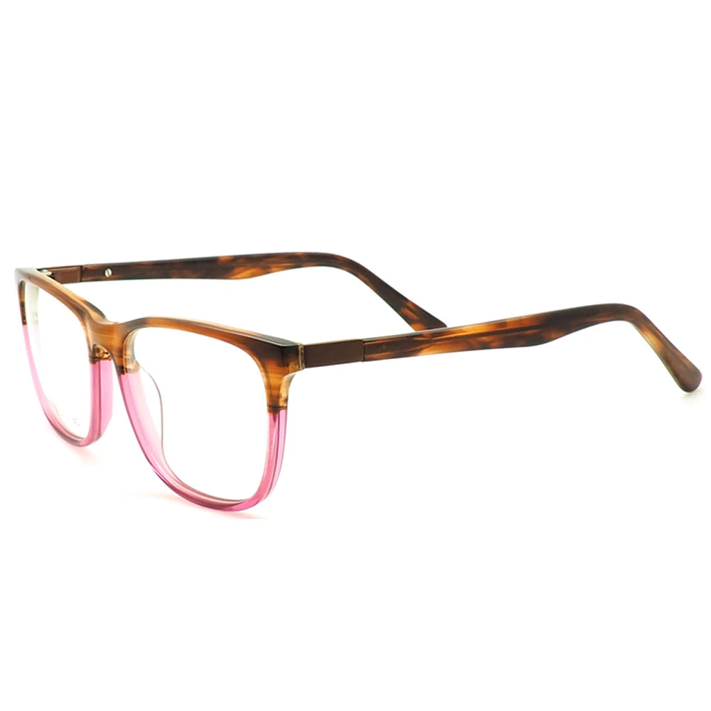 Women Retro Two Toned Eyeglass Frames Men Square Vintage Light Acetate Rx Glasses Blue Pink Purple Green Brown Eyeglasses Frames