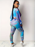Women Leisure Fashion USD Positioning Printed Long Sleeved Long Pants Two-piece Set