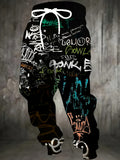 Men Urban Streetwear Joggers  Full-Length Graffiti Pants