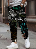 Men Urban Streetwear Joggers  Full-Length Graffiti Pants