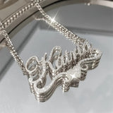 Customized Ash NK Chain 1pc Customized 201 201 Stainless Steel Name Necklace - Personalized Frosted Letter Pendant with Shiny Accents, Cuban Chain Jewelry Gift for Teenager and Teenager, Suitable for Casual Attire or Special