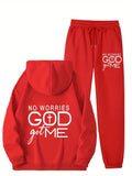 Women No Worries GOD Got Me Printed Hoodie and Sweatpants Set
