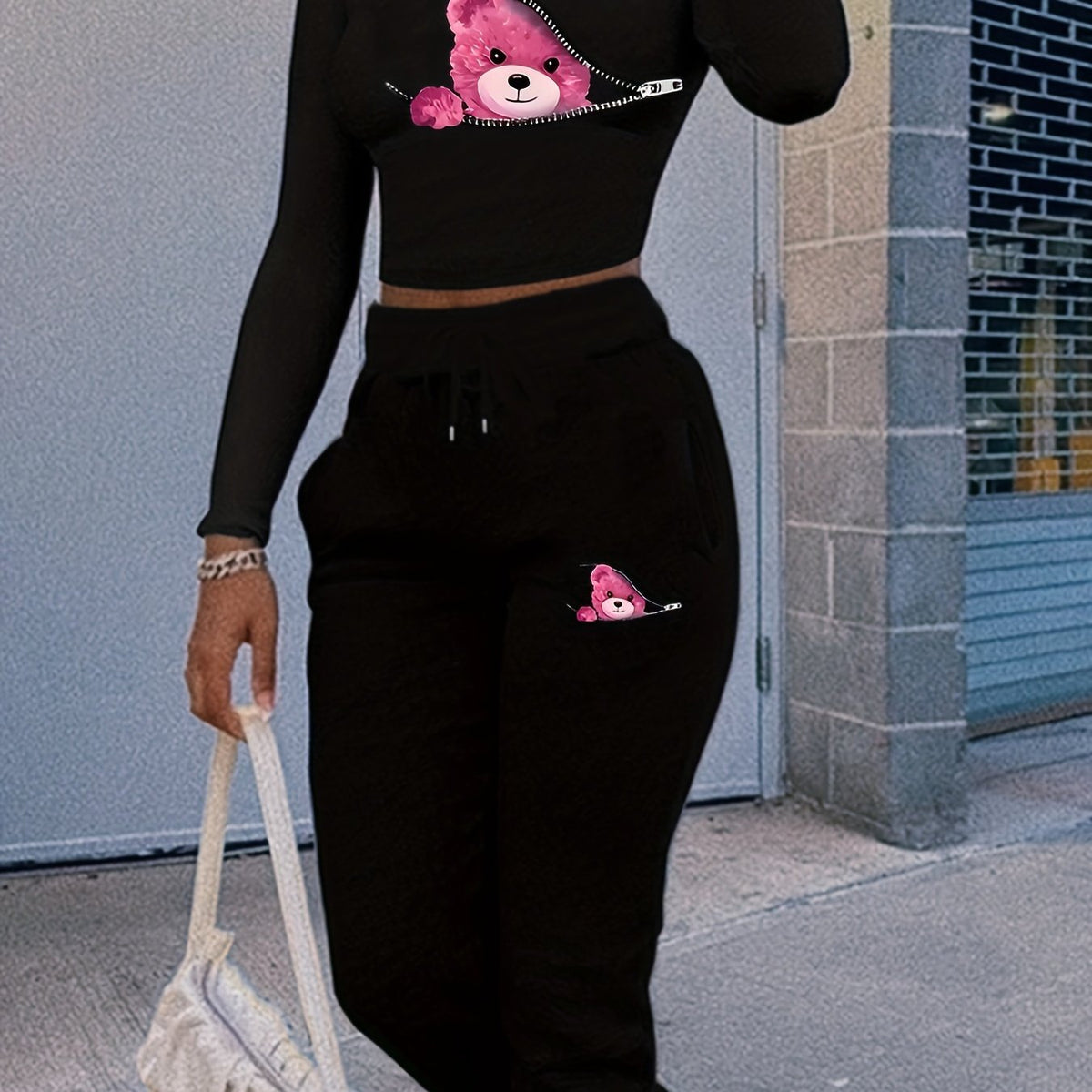 Women's Casual Chic Crop Top & Jogger Set